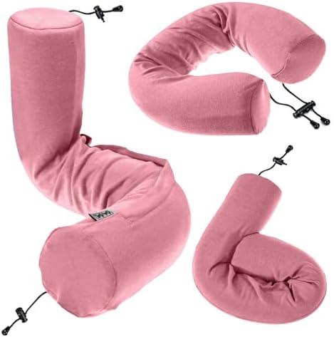 Dot&Dot Twist Memory Foam Travel Pillow for Airplanes - Travel Neck Pillow for Sleeping - Airplane Pillow for Neck Support, Chin, Lumbar and Leg - Adjustable, Bendable Neck Roll Pillow