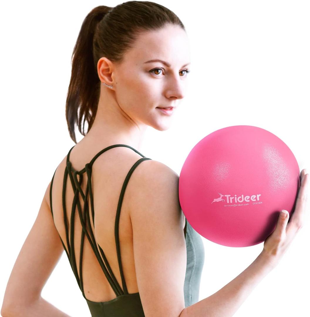 Trideer Pilates Ball 9 Inch, Small Exercise Ball with Exercise Guide for Yoga, Core Training, Physical Therapy, Balance, Stability, Stretching (Rose Pink)