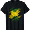 Proud Jamaican Apparel for Men Women Ripped Jamaica Flag T-Shirt S