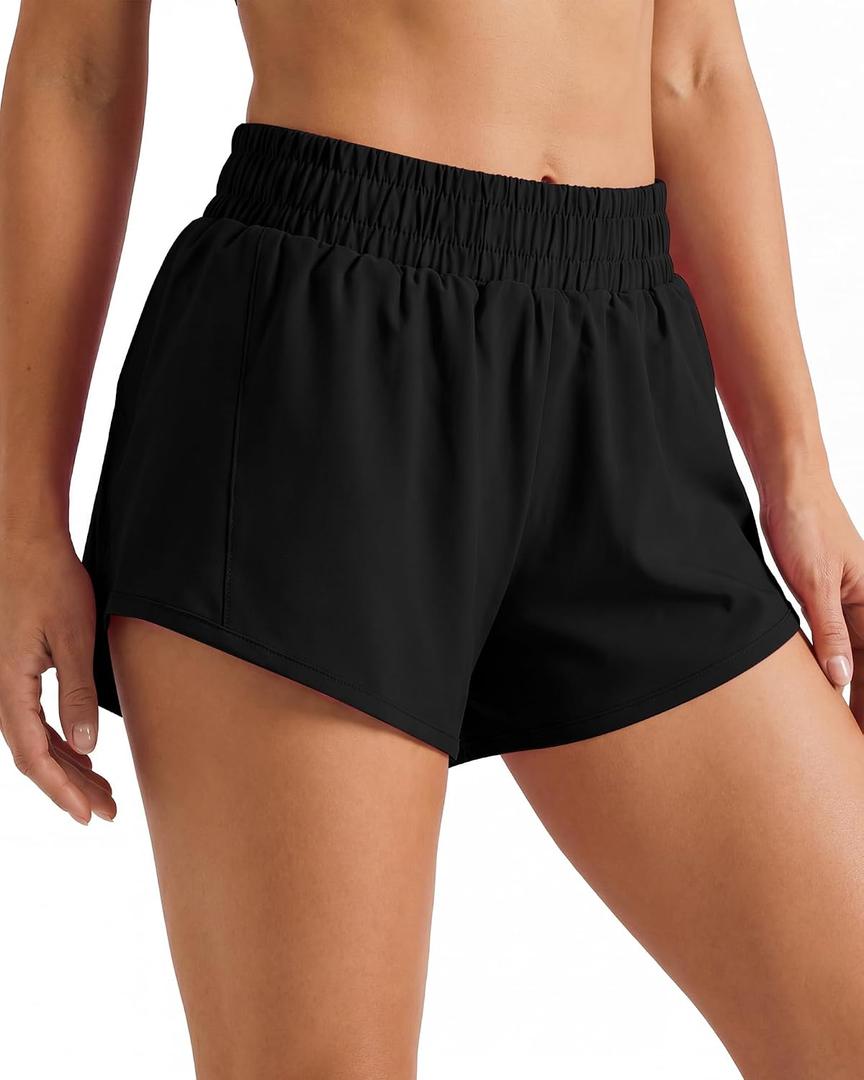 Women's Running Shorts High Waist Quick Dry Athletic Shorts with Liner Workout Gym Yoga Shorts814 (Black, M)