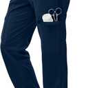 NY Threads Scrub Pants for Women Relaxed Fit, Mid Rise 5 Pockets Drawstring Womens Scrub Pants, 31 Inch Inseam (Small, Navy)