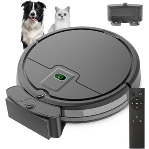 Robot Vacuum,Upgraded 2900Pa Super Thin Robotic Vacuum, 120Mins Max, Tangle Free, Automatic, Quiet Cleaning Robot Vacuum Cleaner for Pet Hairs,Dust,Hardwood Floors & Low-Pile Carpets (Black)
