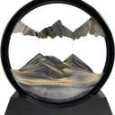 SANDCLE Moving Sand Art Liquid Motion - Moving Sand Art Picture Decor 3D Deep Sea Sandscape, Round Glass Frame Display Flowing Sand Relaxing Toy for Desktop Home Office Work Decoration(Black, 12")