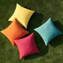 MIULEE Pack of 4 Decorative Outdoor Throw Pillow Covers Linen Waterproof Pillow Covers Summer Farmhouse Cushion Cases for Patio Garden Tent Balcony Couch Sofa 16x16 Inch Red/Turquoise