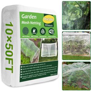 NONMON Garden Netting 10 x 50FT Ultra Fine Plant Mesh Netting Covers, Insect Garden Netting Pest Barrier for Raised Beds, Mosquito Netting for Blueberry Shrubs Vegetables Fruits Crops
