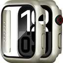 2 Pack Case for Apple Watch Screen Protector, Hard PC Case with Tempered Glass Protective Cover Guard Bumper, Slim Apple Watch Cover for iWatch  44mm-SE 3/SE 2/SE, Series 6/5/4