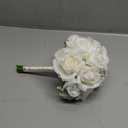 Wedding Bridesmaid Bouquets, Artificial Silk Flowers Arrangement for Ceremony Marriage Proposal Party Anniversary Decorations - White