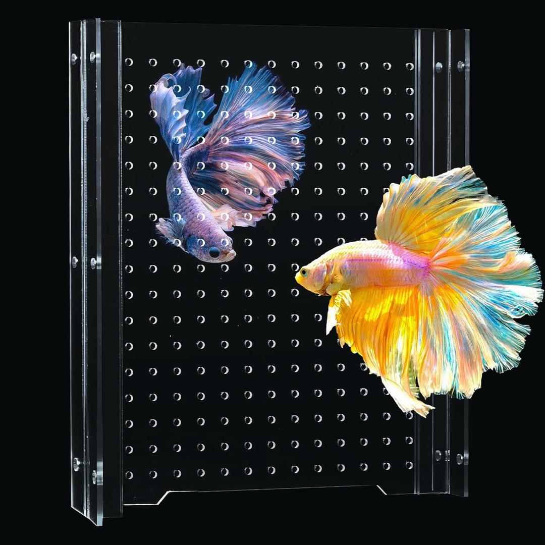 Acrylic Fish Tank Divider, Aquarium Divider Fit for 15 Gallon/ 20 Gallon Long Tank, Adjustment Clear Fish Tank Separator Set with Suction Cups(15gal/ 20gal Long)