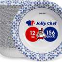 JOLLY CHEF 156 Count Paper Bowls 12 oz Soak Proof, Heavy Duty Printed Disposable Small Bowls Bulk for Dinner or Thanksgiving