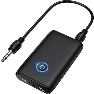 Bluetooth Transmitter Receiver 2 in 1, Aux Bluetooth Adapter for Car, 3.5mm Wireless Audio Adapter Home Audio System Headphones Airplane Speaker