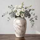 DOWAN 8.3'' Rustic Vintage Ceramic Vase for Home Decor, Distressed Minimalist Textured Farmhouse Accent for Living Room, Table, Shelf, Mantel & Entryway, Decorative Flower Vase, Gray