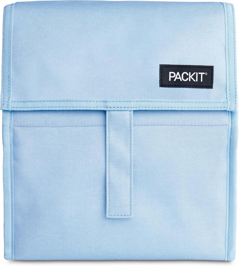 PackIt Freezable Lunch Bag, Sky Blue, Built with ECOFREEZE Technology, Foldable, Reusable, Zip and Velcro Closure with Buckle Handle, Designed for Work Lunches and Fresh Lunch On the Go