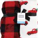 Hudson Baby Unisex Baby Silky Plush and Coral Fleece Blanket, Christmas Tree Truck, 30x36 inches
