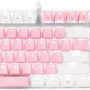 MageGee Mechanical Gaming Keyboard, New Upgraded Blue Switch 104 Keys White Backlit Keyboards, USB Wired Mechanical Computer Keyboard for Laptop, Desktop, PC Gamers(White & Pink)