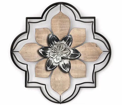 Metal and Wood Medallion Wall Art, 18 x 18 in