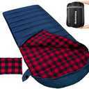Keencamp 0 Degree Sleeping Bag Cotton Flannel Winter Cold Weather for Adults XXL Sleeping Bag 4 Season Big and Tall with Pillow Compression Sack