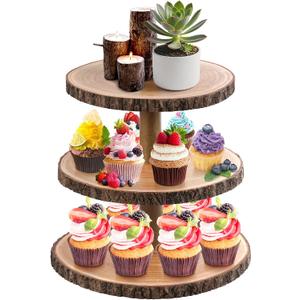 3 Tier Cupcake Stand Wood Dessert Stands CupcakeTier Stand Rustic Cupcake Display Holder Stand Farmhouse Cake Stand for Dessert Table Displays,Birthday,Theme Party, Graduation,Baby Shower Tea Party Decoration