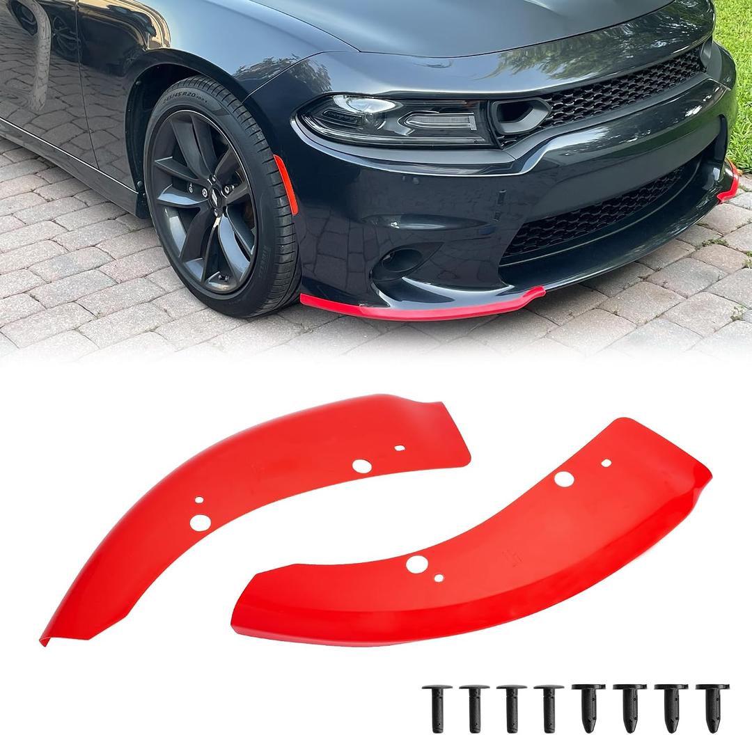 TENGBASE Dodge Charger Front Lip Spoiler Splitter for 2015-2024, Red Front Bumper Lip Kit Compatible with Charger SRT 392/Scat Pack/RT/GT