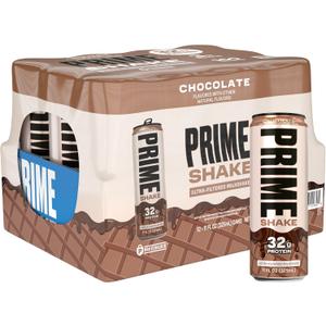PRIME Shakes, Chocolate, 32g Protein Shake for Muscle Support & Recovery, Ultra-Filtered Milk, Lactose Free, Low Sugar, Low Calorie, Ready to Drink, 11 fl oz, 12 Pack