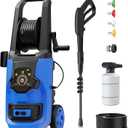 Electric Pressure Washer, 5400 PSI 3.6 GPM Adjustable Touch Screen, 35 FT Power Cord with 20 FT Pressure Hose, 4 Nozzles, Hose Reel, Foam Cannon for Car/Patio/Garage