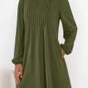PRETTYGARDEN Fall Dresses for Women 2026 Long Sleeve Mini Short Flowy A Line Casual Holiday Party Tunic Dress Fashion Clothes (Green, L)