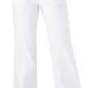 roswear Wide Leg Jeans Woman High Waist Stretchy Loose Denim Pants (Large, White)