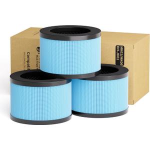 MK06 MK01 True HEPA Replacement Filter Compatible with AROEVE MK01 MK06, for VOOPNU DH-JH12 and Kloudi DH-JH01 Air Purifier, Standard Version, 3 Pack