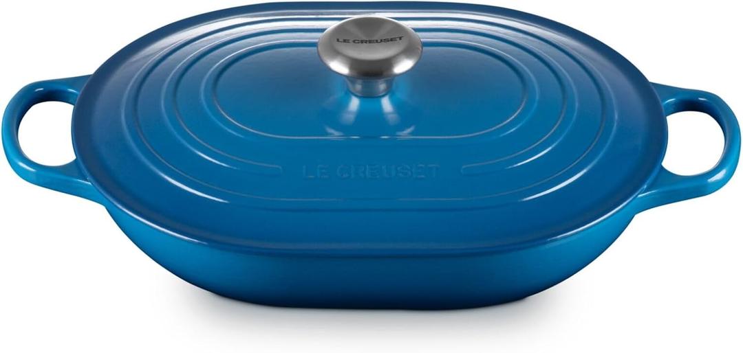 Le Creuset Enameled Cast Iron Signature Oval Casserole with Lid, 3.75 Quart, Marseille