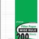 Top Flight Filler Paper, 10.5 x 8 Inches, Wide Rule, 200 Sheets (12110)