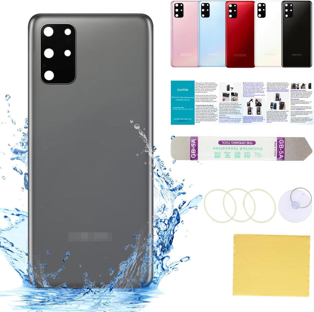 Compatible for Samsung Galaxy s20 Plus Back Screen Cover Glass Replacement 6.7-Inches Galaxy s20 Plus SM-G985 SM-G986 All Carriers with Installation Manual + Repair Tool Kit (Cosmic Grey)