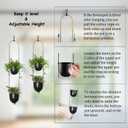 Modern Metal Hanging Planter for Indoor Outdoor Plants with Hook 2 Tier Boho Wall and Ceiling Flower Pots Baskets Holder Home Office Decor(Black)