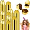 Skirfy 24PCS Golden Easter Eggs, Empty 3.15" Golden Eggs Bulk Fillable for Easter Hunt Party Favor Basket Stuffers Filler Classroom Prize Supplies Decor