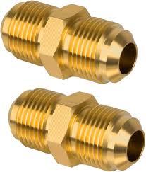 2 Pack 4" 
Flare Male Brass Tube Fitting, Union Reducing Coupling Flared Fitting for Propane, Fuel, and Gas, Durable Brass Pipe Connector, Leak-Resistant