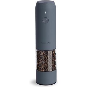 Electric Pepper Grinder, USB Rechargeable, Automatic Pepper Shaker, Adjustable Coarseness, Electric Pepper Mill, LED Light, Refillable, Kitchen Gadget (1-Pack, Blue-Grey)