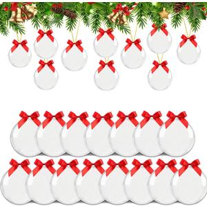 SUNWISHA 15pcs Christmas Clear Acrylic Balls Ornament Set with Bow Tie, Xmas Classic Tree Balls for Holiday Indoor Outdoor Dcor, Wreath, Garland, Party DcorStyle 2 for Adults