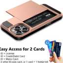 Vofolen Compatible with iPhone 16 Pro Max Case with Card Holder Dual Layer Heavy Duty Drop Protection Hidden Sliding Card Slot Slim Wallet Phone Case for Women Men, 6.9 Inch Rose Gold