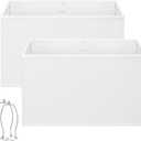 White Rectangle Lamp Shades Set of 2, 16"L x 8"W x 10"H, Large Replacement Lampshades for Table Lamps Floor Lamps, Natural Linen Bedside Lamp Shades, Spider, Harp Holders Included, Easy Assembly