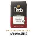 Peet's Coffee, USDA Organic Dark Roast Ground Coffee, 100% Arabica Coffee - French Roast 18 Ounce Bag (EXP 12/14/25)