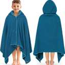 SUN CUBE Kids Hooded Towel, Absorbent Quick Dry Beach Bath Towel, Swim Surf Poncho Wrap Shower, Pool, Bath, Boys, Girls, Large 30x60 inch, Age 3-9 Years, Sea Blue