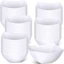 Tanlade 50 Pcs Square Plastic Serving Bowls Disposable Snack Salad Bowl Small Party Candy Bar Containers Taco Bar Serving Dishes for Buffet Chips Fruit(White,8 oz)