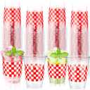 100 Pcs 16 oz Red and White Checkered Plastic Cups Bulk Disposable Buffalo Plaid Plastic Cups Red and White Check Party Container Decorative Holiday Party Container for Birthday Supplies (Race Car)