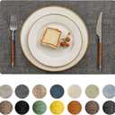 Romanstile Vinyl Placemats Set of 6-12 X 18 Inch - Heat Resistant Place Mats 100% Waterproof Oilproof Wipeable Reversible Faux Leather Table Mats for Kitchen/Dining/Party/Holiday, Dark Grey