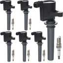 Set of 6 Ignition Coil Pack & Iridium Spark Plugs Compatible with 3.0L V6 2001-2008 Ford Escape 500 Five Hundred Freestyles Taurus Mazda Tribute Mercury Mariner Montego Sable Replace DG500 FD502 SP493