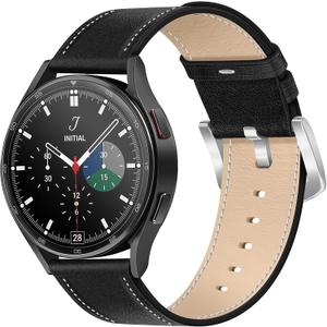 Leather Band for Men Compatible with Samsung Galaxy Watch 7/6/5/4/Active 2 40mm 44mm/Watch 6 Classic 43mm 47mm/Watch 5 Pro 45mm/Watch 4 Classic 42mm 46mm, 20mm Wristband Replacement Strap