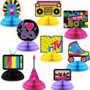 80s Party Decorations Back To The 80s Party Honeycomb Centerpieces Retro Table Toppers For 1980s Birthday Party Favors Supplies Neon Party Decorations