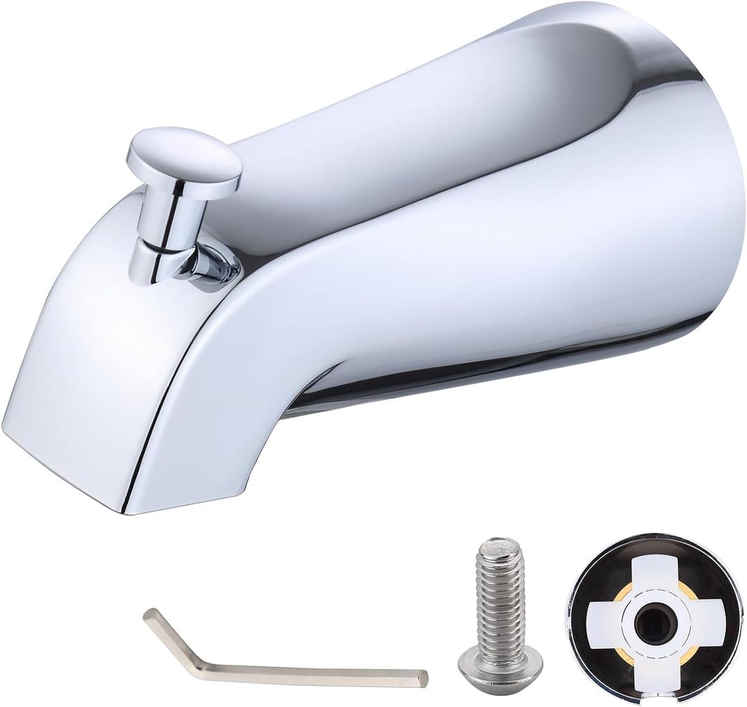 Slip on Tub Spout with Diverter, Compatible with American Standard 8888026.002 Bathtub Spout, Tub Faucet Replacement Fits for 1/2" Copper Water Tube (5/8" Diameter) with Hex Wrench (Chrome)