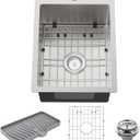 Small Kitchen Sink,15x20 Inch Bar Sink Stainless Steel Drop In Small Kitchen Sink Ideal Choice For Small Space Nice As Toprmount Prep Sink,RV Kitchen Sink With Bottom Grid,Soap Mat And Drain Assembly, 15x20x9 inches