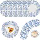 Blue and White Placemats Coasters Set of 6 Floral Round Woven Placemat Bulk Chinoiserie Braided Placemats Washable Cotton Rope Place Mats Heat Resistant Table Mats for Home Wedding Party Decor