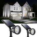 2 Pack Solar Powered Spot Lights Outdoor Waterproof Super Bright LED Yard Spotlight for Tree, Flag, Lawn, Statue, Sunset Landscape Accent Lighting for Outside House Wall Garden Backyard Sidewalk Path (Cool White)