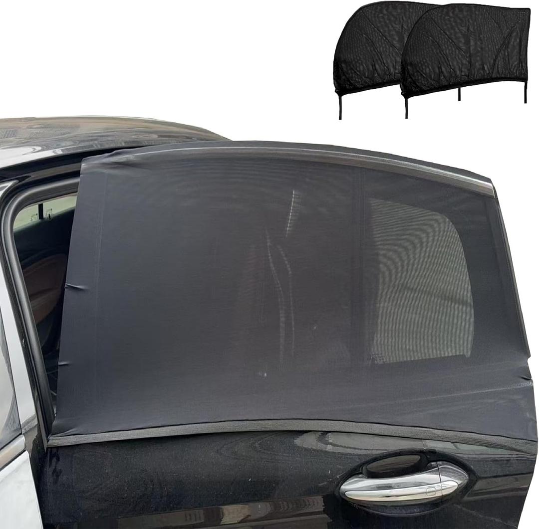 Car Rear Window Screens for Side Windows, 2 Pack Side Window Sun Shades,Stretchy Mosquito Net Cover Fit Cars SUVs - Up to 36.22x55.1